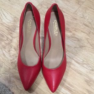 Red patent leather heels